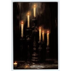 6 Lit Candles Dark Vintage Style Glossy 4x6 Photo Print Gothic Style